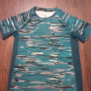 Nike Boy's Teal and Gray Swim Shirt